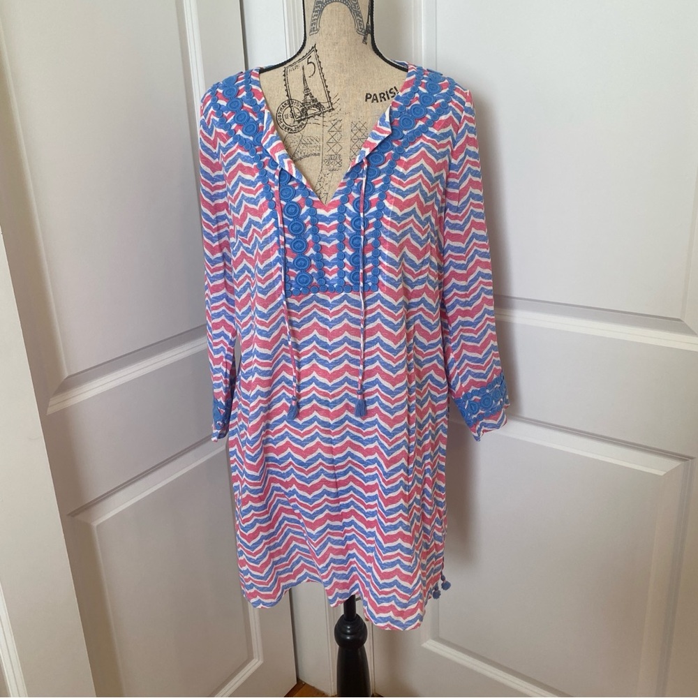 Vineyard Vines Pink and Blue Chevron Tunic Womens size Medium Cover up